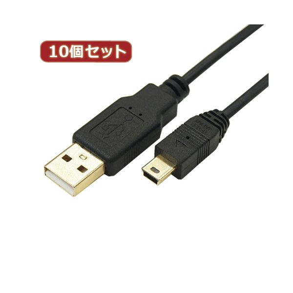 変換名人 10個セット 極細USBケーブルAオス-miniオス 3m USB2A-M5／CA300X10