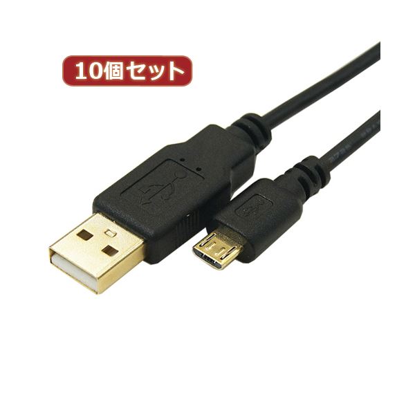 変換名人 10個セット 極細USBケーブルAオス-microオス 1m USB2A-MC／CA100X10