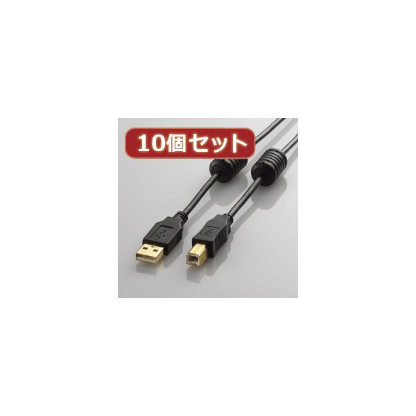 10個セット エレコム フェライトコア付きUSB2.0ケーブル U2C-BF20BKX10