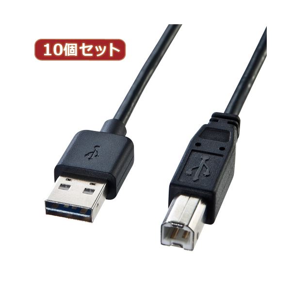 10個セット サンワサプライ 両面挿せるUSBケーブル（A-B標準） KU-R1 KU-R1X10