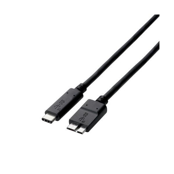 （まとめ） エレコム USB3.1ケーブル（認証品、C-microB） USB3-CMB05NBK 【×2セット】