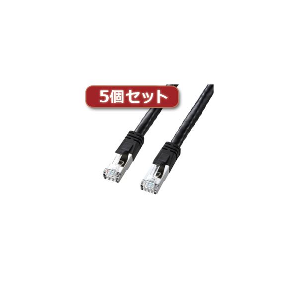 5個セット サンワサプライ PoE CAT6LANケーブル（10m） KB-T6POE-10BKX5