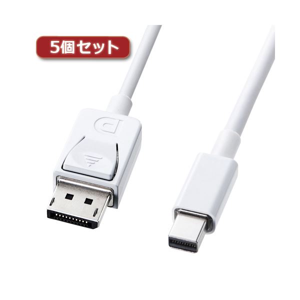 5個セット サンワサプライ ミニ-DisplayPort変換ケーブル2m KC-DPM2WX5