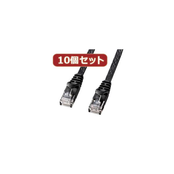 10個セットサンワサプライ カテゴリ6フラットLANケーブル LA-FL6-01BKX10