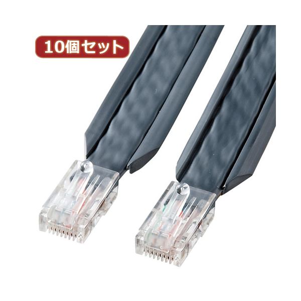 10個セット サンワサプライ アンダーカーペットLANケーブル（グレー・3m） KB-CP5-03X10