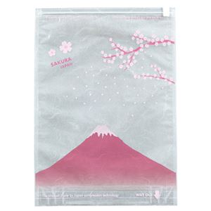 （まとめ）ラッキーシップ らくらく圧縮袋 SAKURA JAPAN赤富士 2枚セット 811573【×5セット】 - 拡大画像