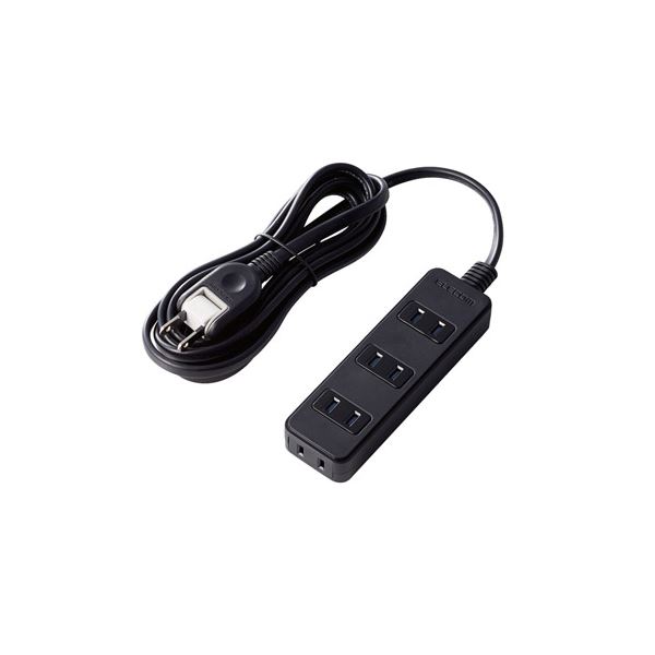 （まとめ）エレコム AVシャッタータップ／4個口／2.5m／ブラック AVT-ST02-2425BK【×3セット】