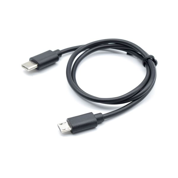 （まとめ）日本トラストテクノロジー 急速充電／通信対応 TypeC→microUSBケーブル （ブラック） JSC-043BK【×5セット】