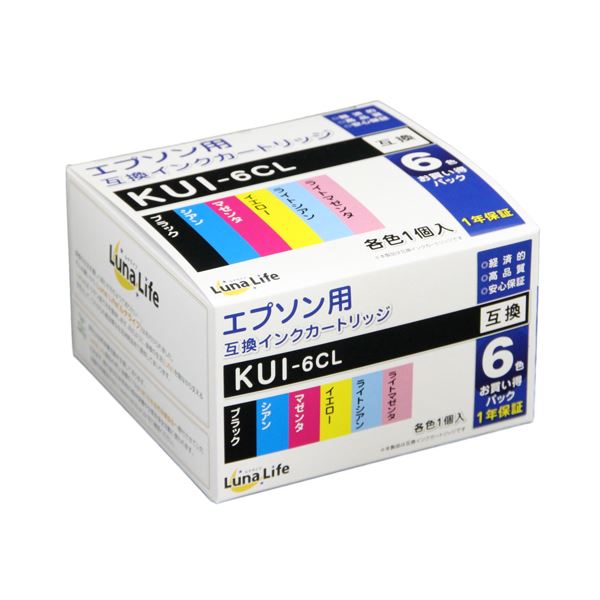 ワールドビジネスサプライ Luna Life エプソン用 KUI-6CL 互換インクカートリッジ 6本セット