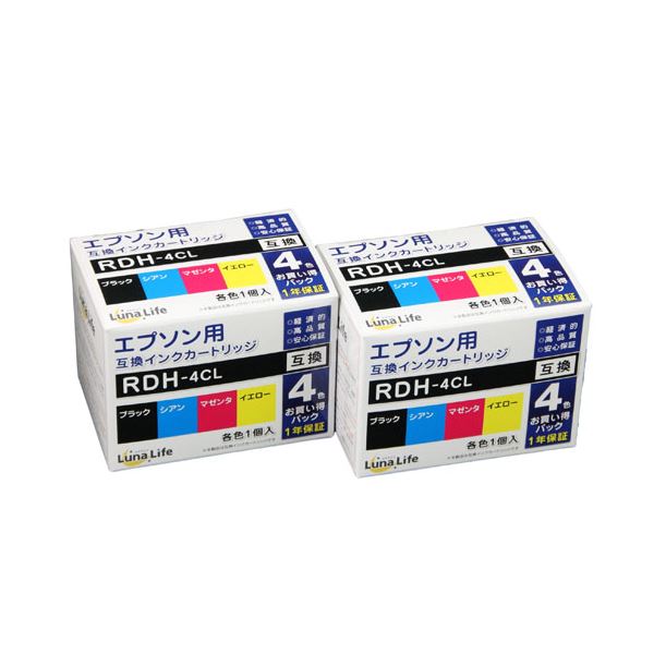 ワールドビジネスサプライ Luna Life エプソン用 RDH-4CL 互換インクカートリッジ 4本セット×2個パック