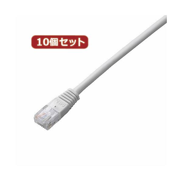 （まとめ）10個セット エレコム Cat5e準拠LANケーブル LD-CTN／WH1X10【×2セット】