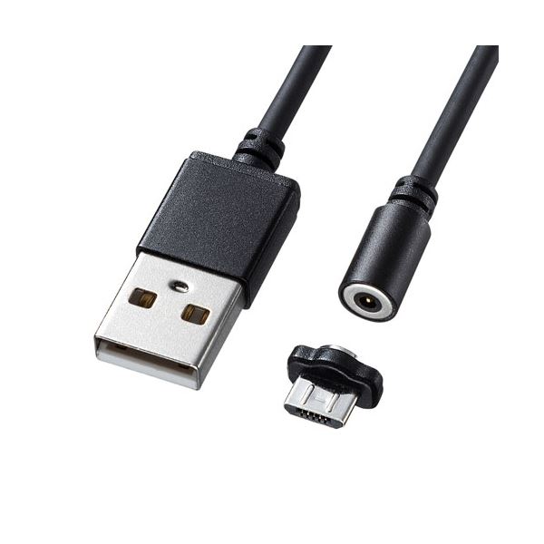 （まとめ）サンワサプライ 超小型Magnet脱着式microUSBケーブル 1m KU-CMG1【×2セット】