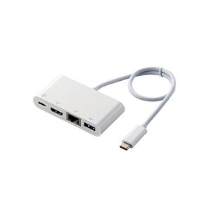 エレコム Type-Cドッキングステーション PD対応 充電用Type-C1ポート USB（3.1）1ポート HDMI1ポート LANポート 30cmケーブル ホワイト DST-C09WH