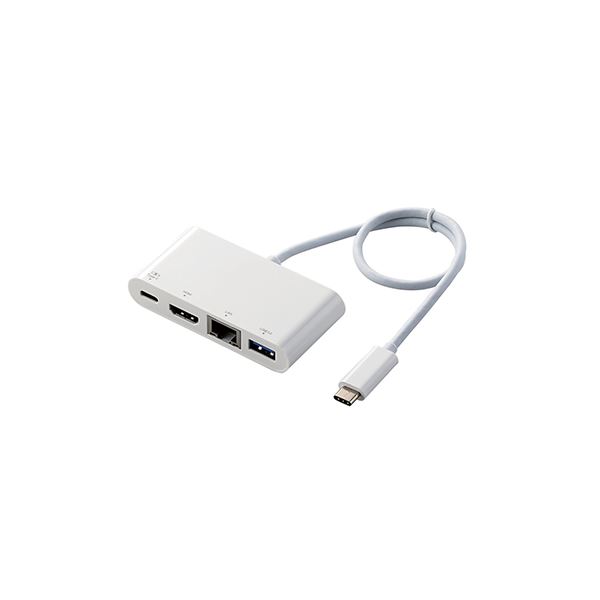 エレコム Type-Cドッキングステーション PD対応 充電用Type-C1ポート USB（3.1）1ポート HDMI1ポート LANポート 30cmケーブル ホワイト DST-C09WH