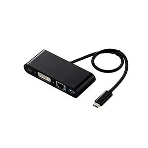 エレコム Type-Cドッキングステーション PD対応 充電用Type-C1ポート USB（3.1）1ポート DVI1ポート LANポート 30cmケーブル ブラック DST-C11BK