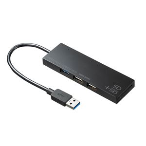 サンワサプライ USB3.1+2.0コンボハブ カードリーダー付き USB-3HC316BK