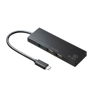 サンワサプライ USB Type Cコンボハブ カードリーダー付き USB-3TCHC16BK