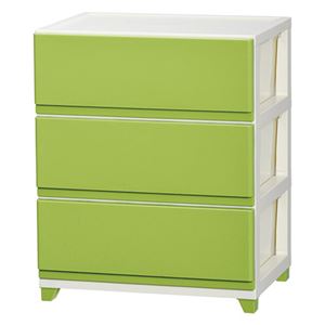デコニーワイドチェスト3段 アイボリーグリーン 【組立品】 N744K90806835