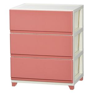 デコニーワイドチェスト3段 アイボリーピンク 【組立品】 K90806844