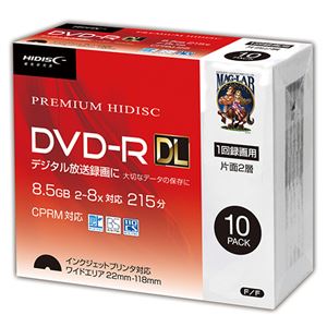 （まとめ）HIDISC DVD-R DL 8倍速対応 8.5GB 1回 CPRM対応 録画用 インクジェットプリンタ対応10枚 スリムケース入り 【×10個セット】 HDDR21JCP10SCX10