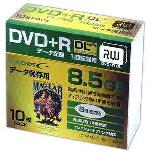 （まとめ）HIDISC DVD+R DL 8倍速対応 8.5GB 1回 データ記録用 インクジェットプリンタ対応10枚 スリムケース入り 【×10個セット】 HDD+R85HP10SCX10