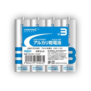 （まとめ）HIDISC アルカリ乾電池 単3形4本パック 【×180個セット】 HDLR6/1.5V4PX180