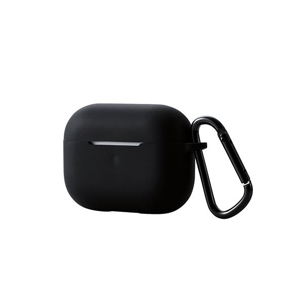 エレコム AirPods Pro対応アクセサリ シリコンケース コネクタキャップ カラビナ付 ブラック AVA-AP2SCBK