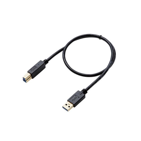 （まとめ） エレコム USB3.0ケーブル/A-Bタイプ/AV売場用/0.5m/ブラック DH-AB3N05BK 【×3セット】