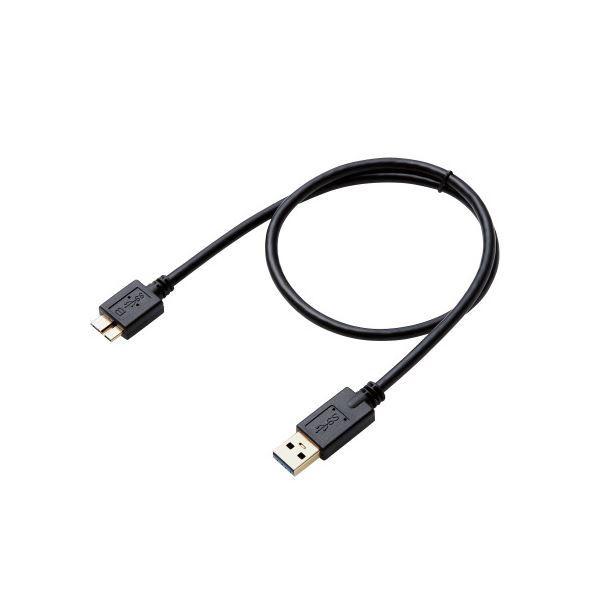 （まとめ） エレコム USB3.0ケーブル/A-microBタイプ/AV売場用/0.5m/ブラック DH-AMB3N05BK 【×2セット】