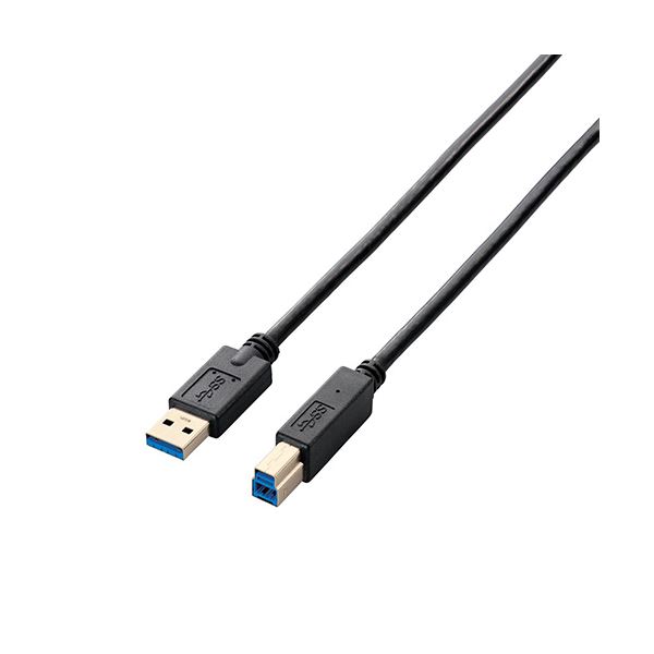 （まとめ） エレコム USB3.0ケーブル/A-Bタイプ/スタンダード/0.5m/ブラック USB3-AB05BK 【×2セット】