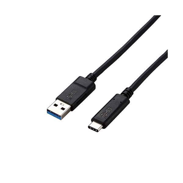 （まとめ） エレコム USB3.1ケーブル/Gen2/A-Cタイプ/認証品/3A出力/1.0m/ブラック USB3-AC10NBK 【×2セット】