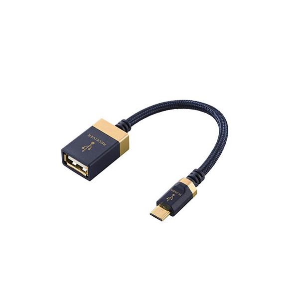 【5個セット】 エレコム OTG変換ケーブル/音楽伝送/スタンダード/microB-Aメス/USB2.0/0.1m/ネイビー DH-MBAF01X5