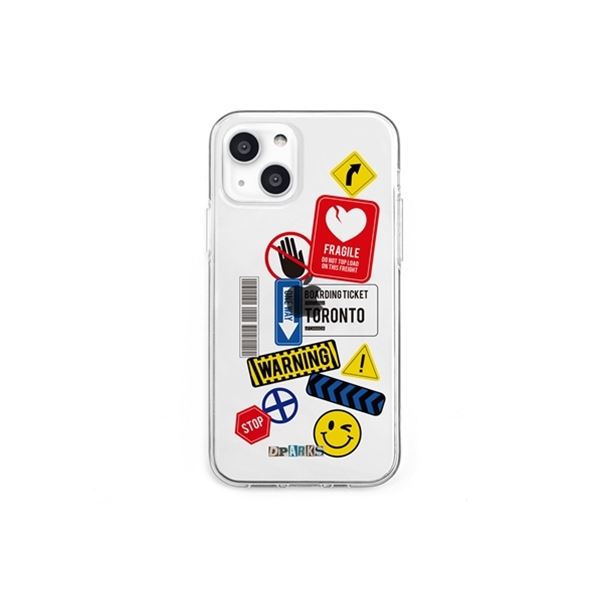 dparks ソフトクリアケース for iPhone 13 mini TAG STICKER Warning DS21110i13MN