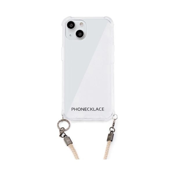 PHONECKLACE ロープショルダーストラップ付きクリアケース for iPhone 13 ベージュ PN21592i13BG