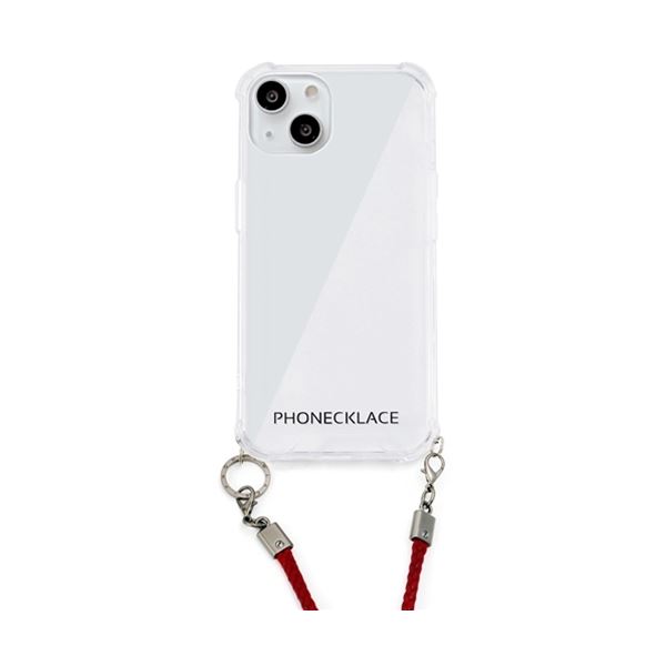 PHONECKLACE ロープショルダーストラップ付きクリアケース for iPhone 13 ダークレッド PN21593i13RD