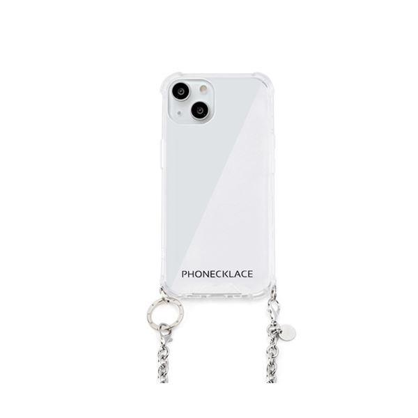 PHONECKLACE チェーンショルダーストラップ付きクリアケース for iPhone 13 mini シルバー PN21584i13MNSV