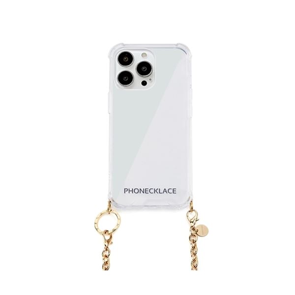 PHONECKLACE チェーンショルダーストラップ付きクリアケース for iPhone 13 Pro ゴールド PN21602i13PGD