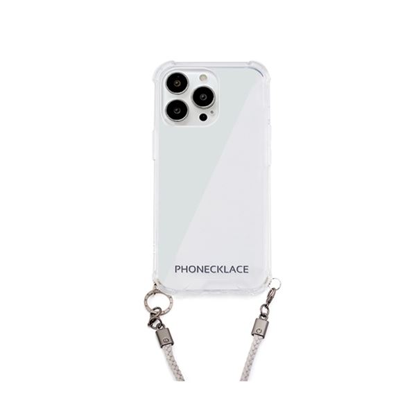 PHONECKLACE ロープショルダーストラップ付きクリアケース for iPhone 13 Pro グレー PN21603i13PGR