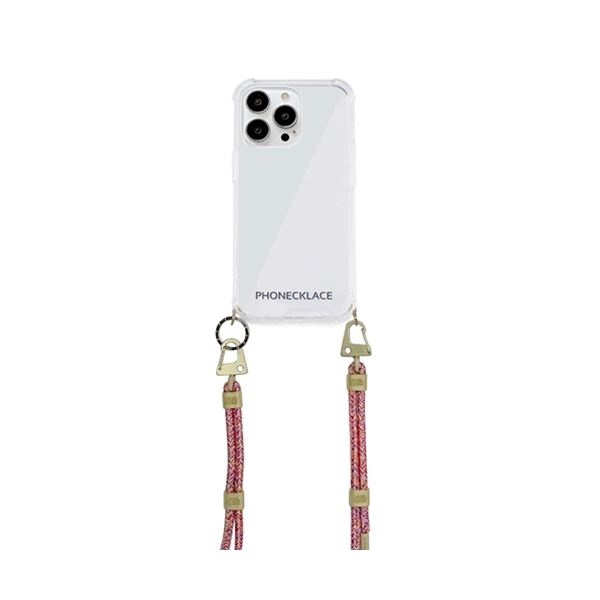 PHONECKLACE クロスボディストラップ付きクリアケース for iPhone 13 Pro Rainbow PN21608i13PRB