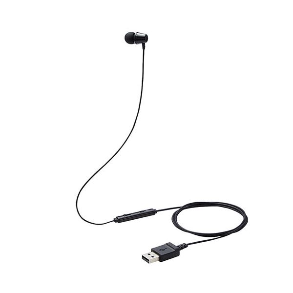エレコム イヤホン 子供用 片耳 有線 マイク付 高耐久 USB 低音量仕様 ミュートスイッチ付 ブラック HS-KD06UBK