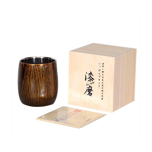 ウチキ 漆磨 漆塗りカップ 和然檀 和然檀+ (わもだんぷらす) ダルマカップ 黒 (黒檀) (二重構造) SCW-D201