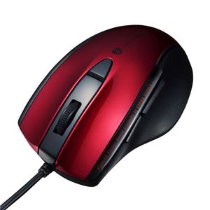サンワサプライ 静音有線ブルーLEDマウス(5ボタン) MA-BL168R レッド