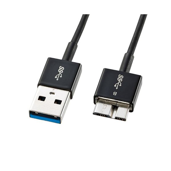 サンワサプライ USB3.0マイクロケーブル(A-MicroB) 0.3m 超ごく細 KU30-AMCSS03K