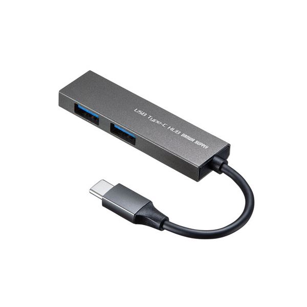 サンワサプライ USB Type-C 2ポートスリムハブ USB-3TCH24SN