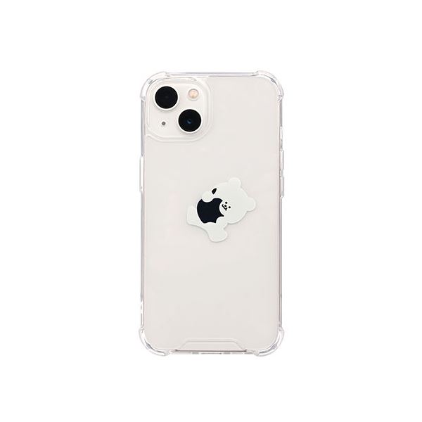 168cm ハイブリッドクリアケース for iPhone 13 リンゴとくまちゃん 168261i13