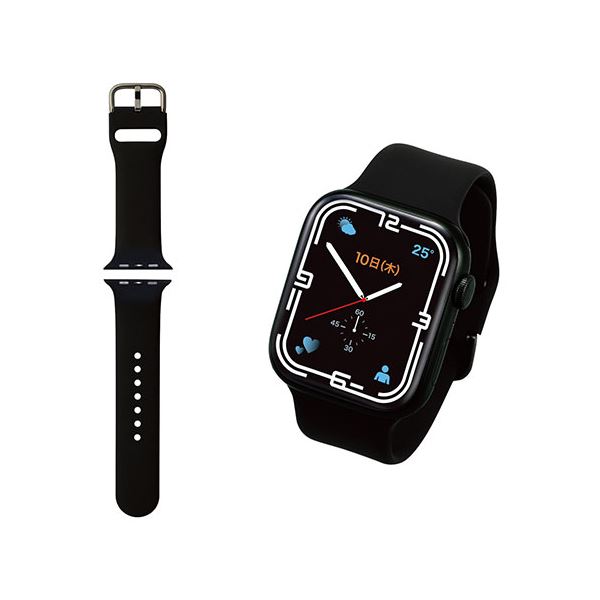 エレコム Apple Watch用シリコンバンド(45/44/42mm) ブラック AW-45BDSCBK