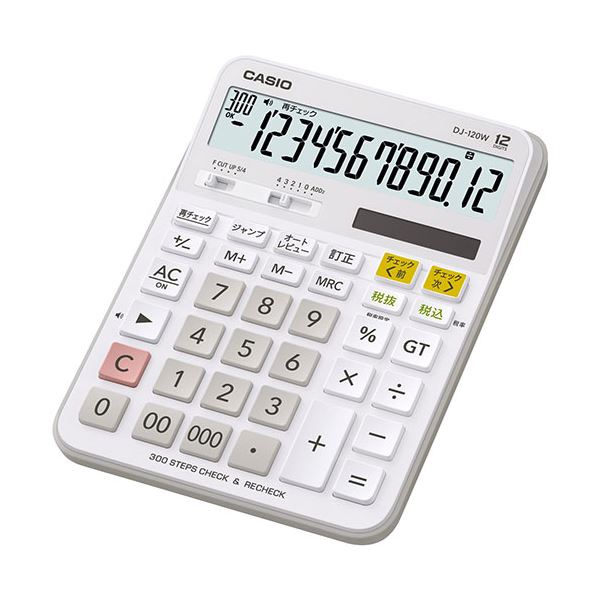 カシオ計算機 CASIO チェック検算電卓 デスクタイプ12桁 DJ-120W-N