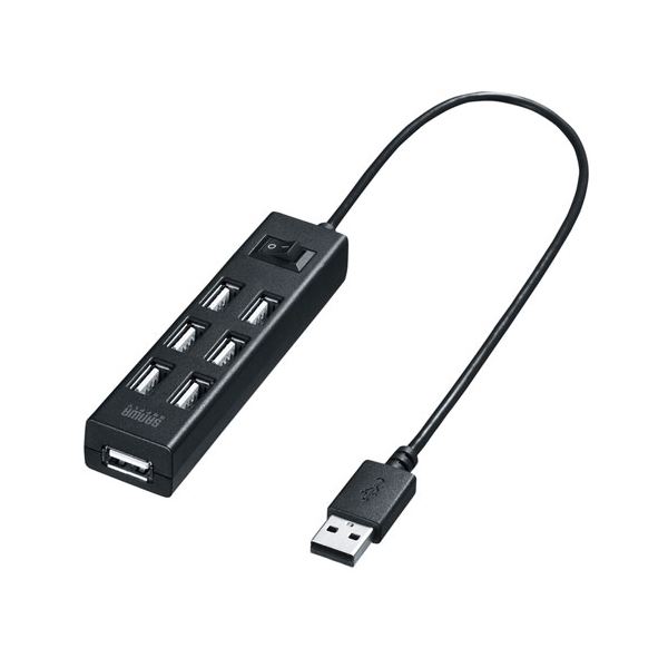 サンワサプライ USB2.0ハブ(7ポート・ブラック) USB-2H702BKN