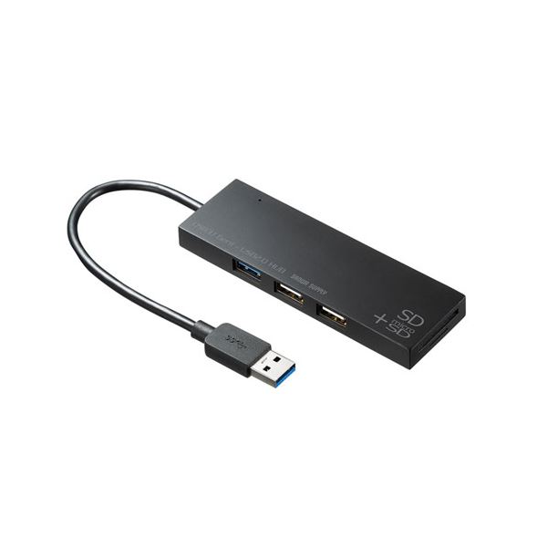 サンワサプライ USB3.1+2.0コンボハブ カードリーダー付き ブラック USB-3HC316BKN