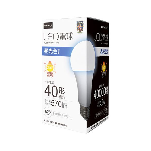 【まとめ】HIDISC LED電球(一般電球40形相当) 昼光色 HDLED40W6500K【×3セット】